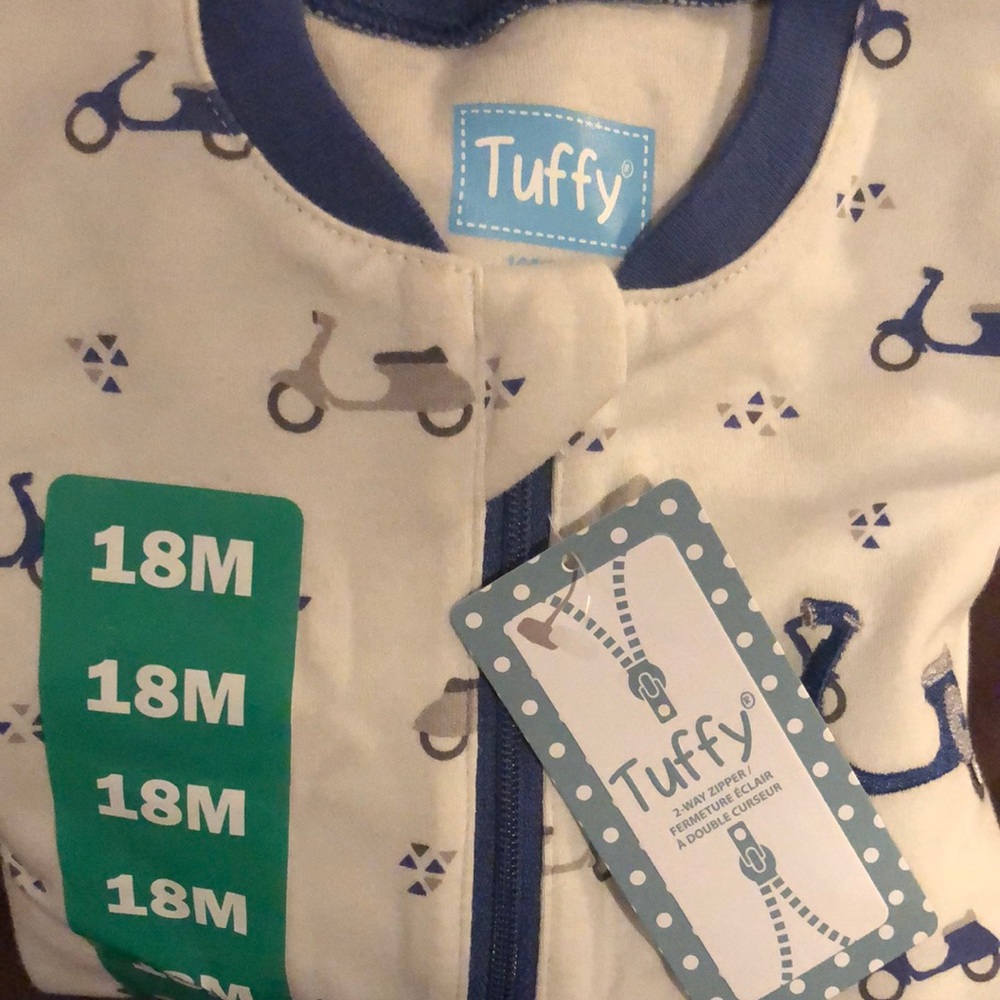 TUFFY 18M Baby Toddler Soft Cotton Sleeper Pyjama Onesie Footed Vespa Print